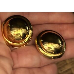 Vintage Style Gold Dome Stud Earrings High Polish Chunky Round Minimalist Pierce